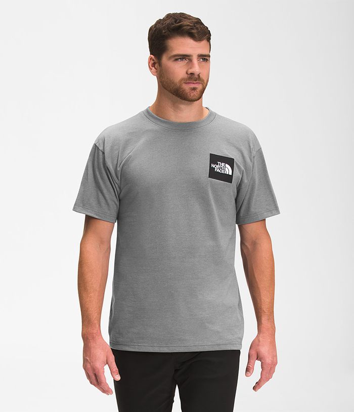 The North Face T-Shirts Short Sleeve Heavyweight Box Grey - Mens - Thailand AYMBH-3248